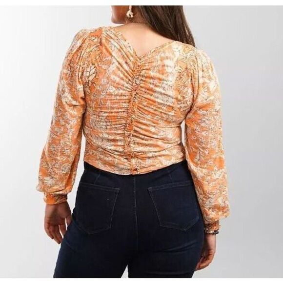 Free People OB1406076 Women Sz M Blood Orange Combo Say The Word Cropped Top $78 - Picture 8 of 8